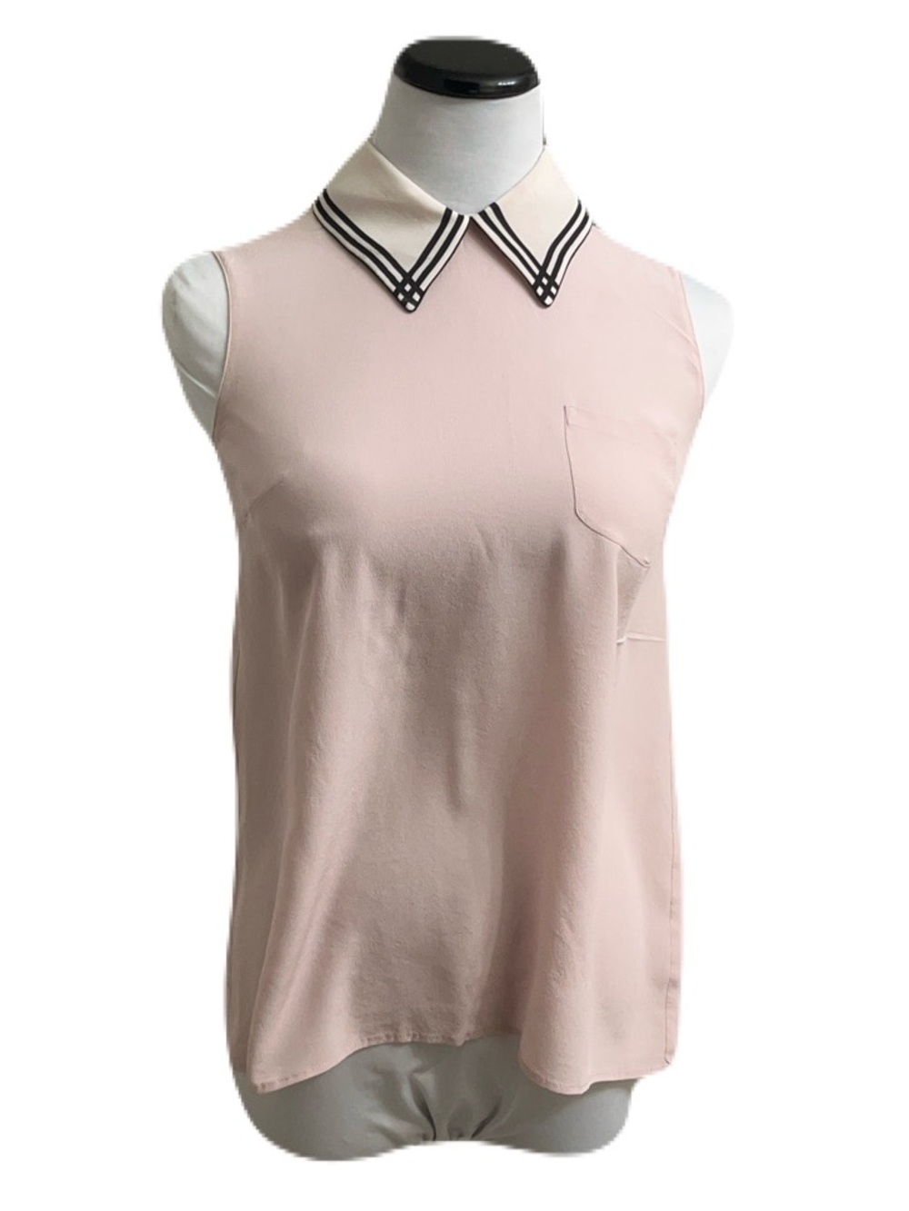 MIU MIU Silk Sleeveless Pink Blouse with Contrast Collar size XS